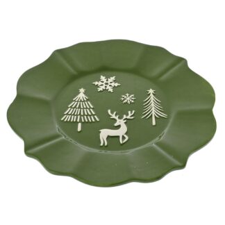 ΠΡΑΣΙΝΟ ΚΕΡΑΜΙΚΟ ΠΙΑΤΟ ΜΕ ΧΡΙΣΤΟΥΓΕΝΝΙΑΤΙΚΟ ΣΚΗΝΙΚΟ 24Χ24Χ3ΕΚ