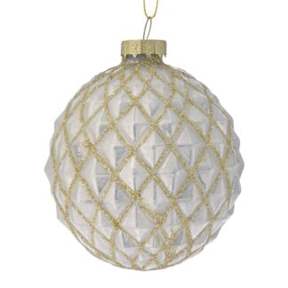 ΛΕΥΚΗ ΓΥΑΛΙΝΗ ΜΠΑΛΑ 8ΕΚ ΣΕΤ 6 ΜΕ ΧΡΥΣΕΣ ΡΙΓΕΣ